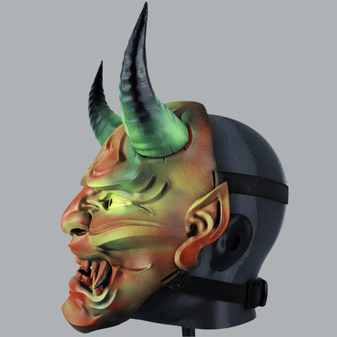 Space Armory Japanese Full Face Oni Mask Red/Yellow Masks